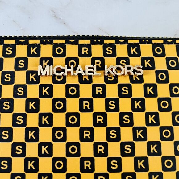 MICHAEL KORS New York City Taxi Yellow Multi Leather Double Zip Wallet Wristlet - Picture 2 of 7